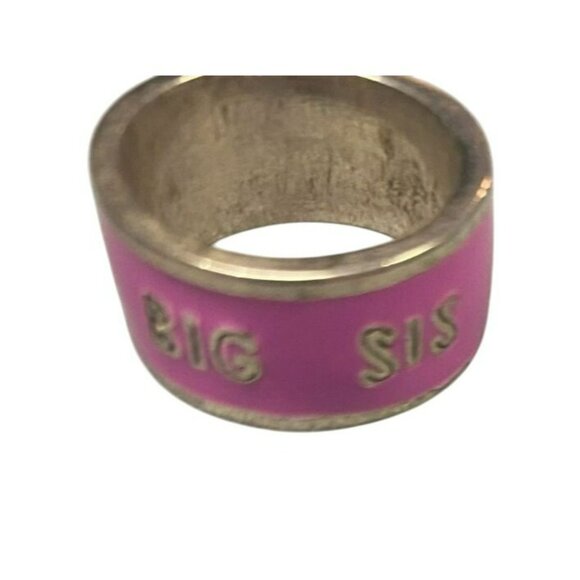 Big Sis Engraved Pink and Silver Tone Band Ring Size 6 - Picture 3 of 5